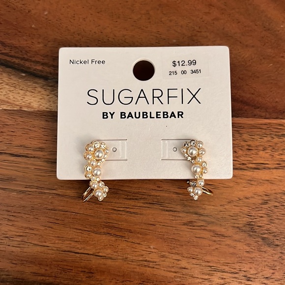 Sugarfix by BaubleBar Crystal and Pearl Ear Crawlers - Gold - Picture 2 of 7
